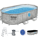 BESTWAY Portable Power Steel Pool 14ft x 8ft 2in x 3ft 3.5in | Above Ground Family Pool