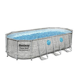 BESTWAY Power Steel Frame Pool with Window 18ft x 9ft x 4ft | Above Ground Family Pool