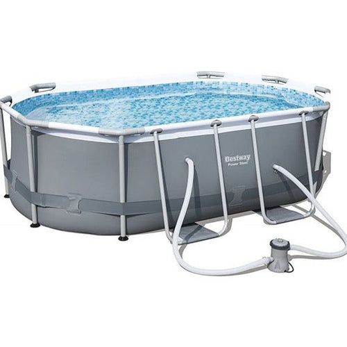 BESTWAY Power Steel Oval Pool 10ft x 6ft 7in x 2ft 9in | Above Ground Family Pool