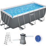 BESTWAY Power Steel Rectangular Above Ground Pool 13ft 6in x 6ft 7in x 4ft | Deep Family Pool