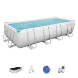 BESTWAY Power Steel Superior Rectangular Pool 18ft x 9ft x 4ft | Large Above Ground Family Pool