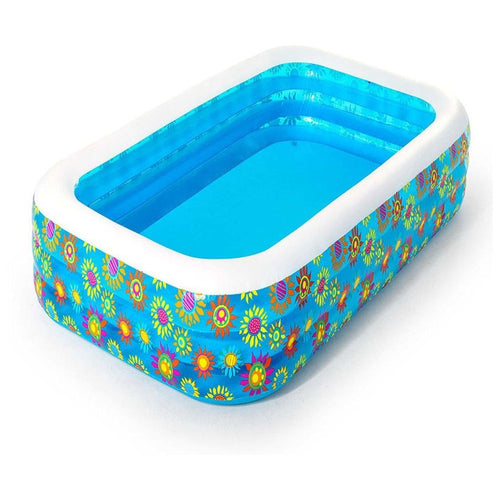 BESTWAY Rectangular 3 Ring Kids Pool 10ft x 6ft x 1ft 10in | Large Inflatable Family Pool