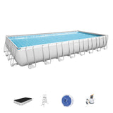 BESTWAY Rectangular Steel Frame Pool 31ft 4in x 16ft x 4ft 4in | Extra Large Above Ground Pool