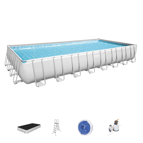 BESTWAY Rectangular Steel Frame Pool 31ft 4in x 16ft x 4ft 4in | Extra Large Above Ground Pool