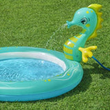 BESTWAY Seahorse Sprinkler Kids Pool 6ft 2in x 5ft 3in | Inflatable Splash Pool with Spray