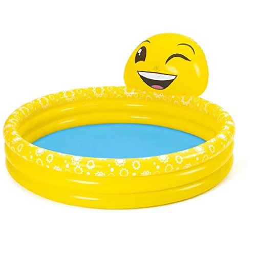 BESTWAY Smiley Face Sprayer Kids Pool 5ft 5in x 4ft 9in | Inflatable Splash Pool with Sprinkler