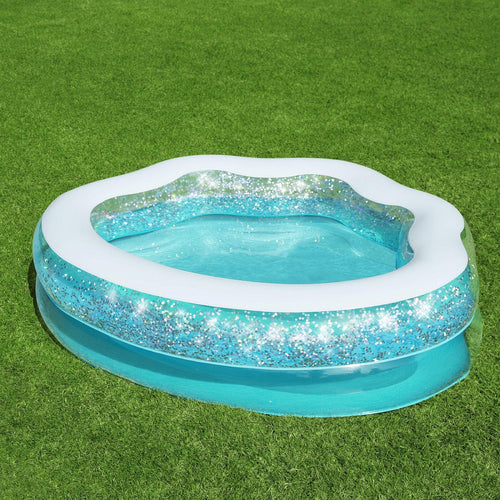 BESTWAY Sparkle Shell Kiddie Pool 4ft 11in x 4ft 2in x 1ft 5in | Inflatable Splash Pool