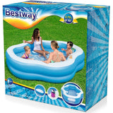 BESTWAY Splash View Family Pool with Seat 8ft 10in x 6ft 6in x 1ft 8in | Inflatable Lounge Pool