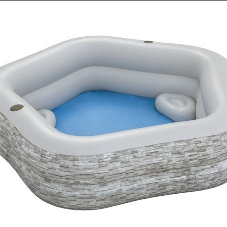 BESTWAY TruPrint Stone Family Pool 7ft x 6ft 9in x 1ft 9in | Inflatable Swimming Pool