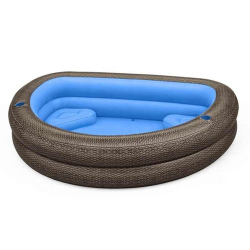 BESTWAY TruPrint Wicker Family Pool 7ft 7in x 5ft 10in x 1ft 9in | Inflatable Pool