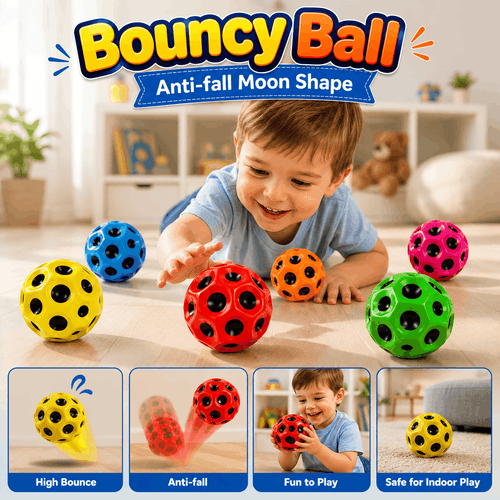 Bouncy Ball for Kids – Anti-Fall Moon Shape (Random Color)