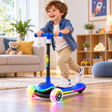 Royal Blue Rainbow LED Deck Kids Scooter with Light-Up Wheels