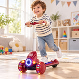 Red Racing Kids Scooter with LED Light Ring & Music