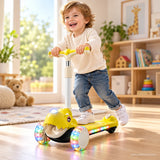 Yellow Dinosaur Kids Scooter with Light-Up Wheels & Music