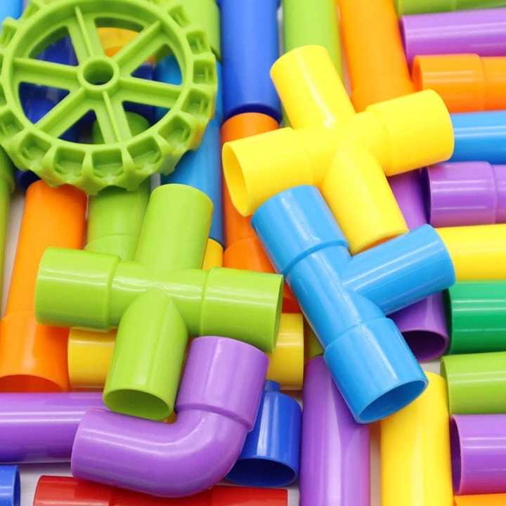 Non-toxic ABS plastic tube interlocking construction blocks educational toy