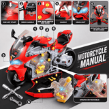 2-in-1 Take-Apart Motorcycle Workshop Building Set for Kids