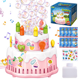 Cake Automatic Bubble Machine Toy with LED Lights & Music for Kids
