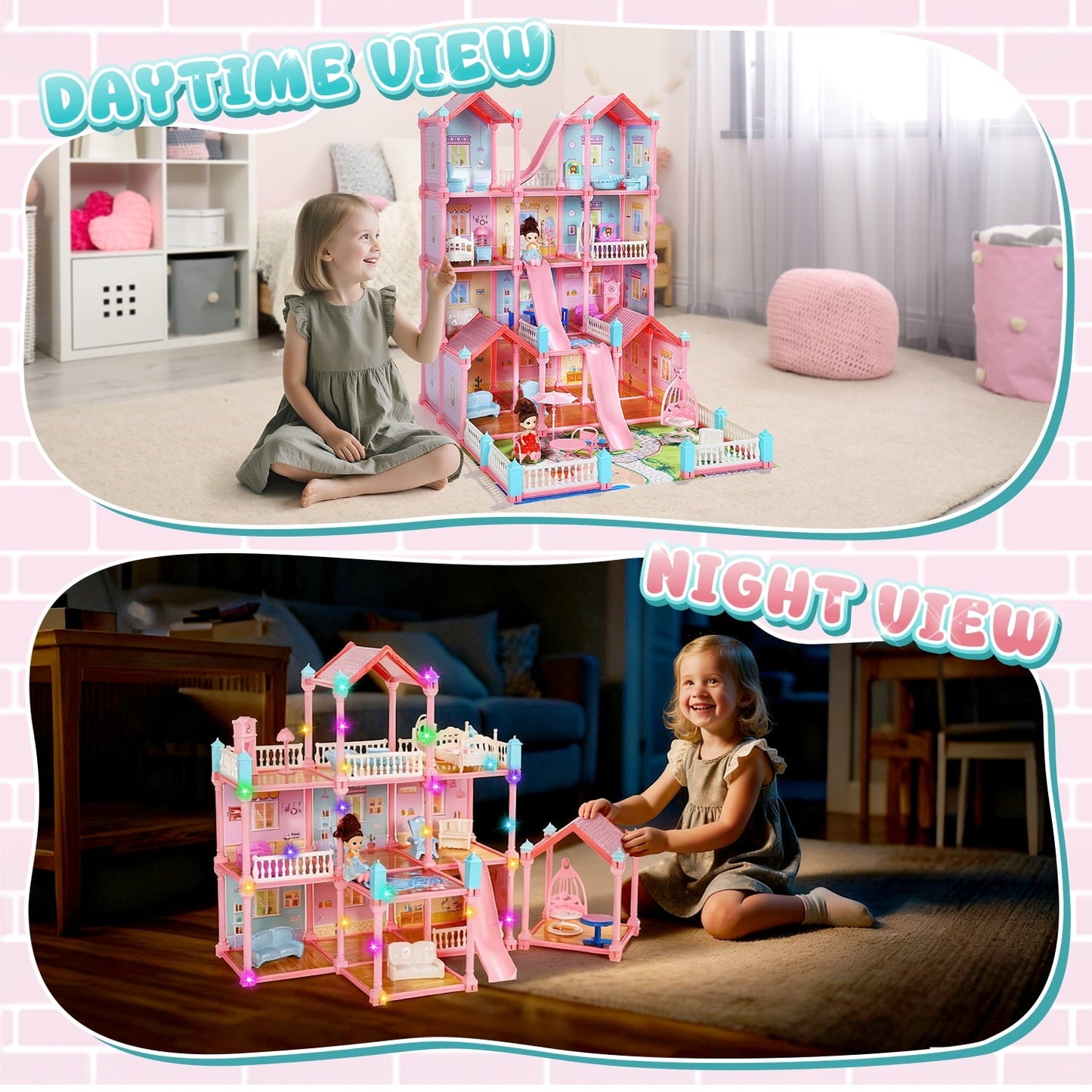 JoyStone doll house pink 24 inch DIY pretend play gift for girls