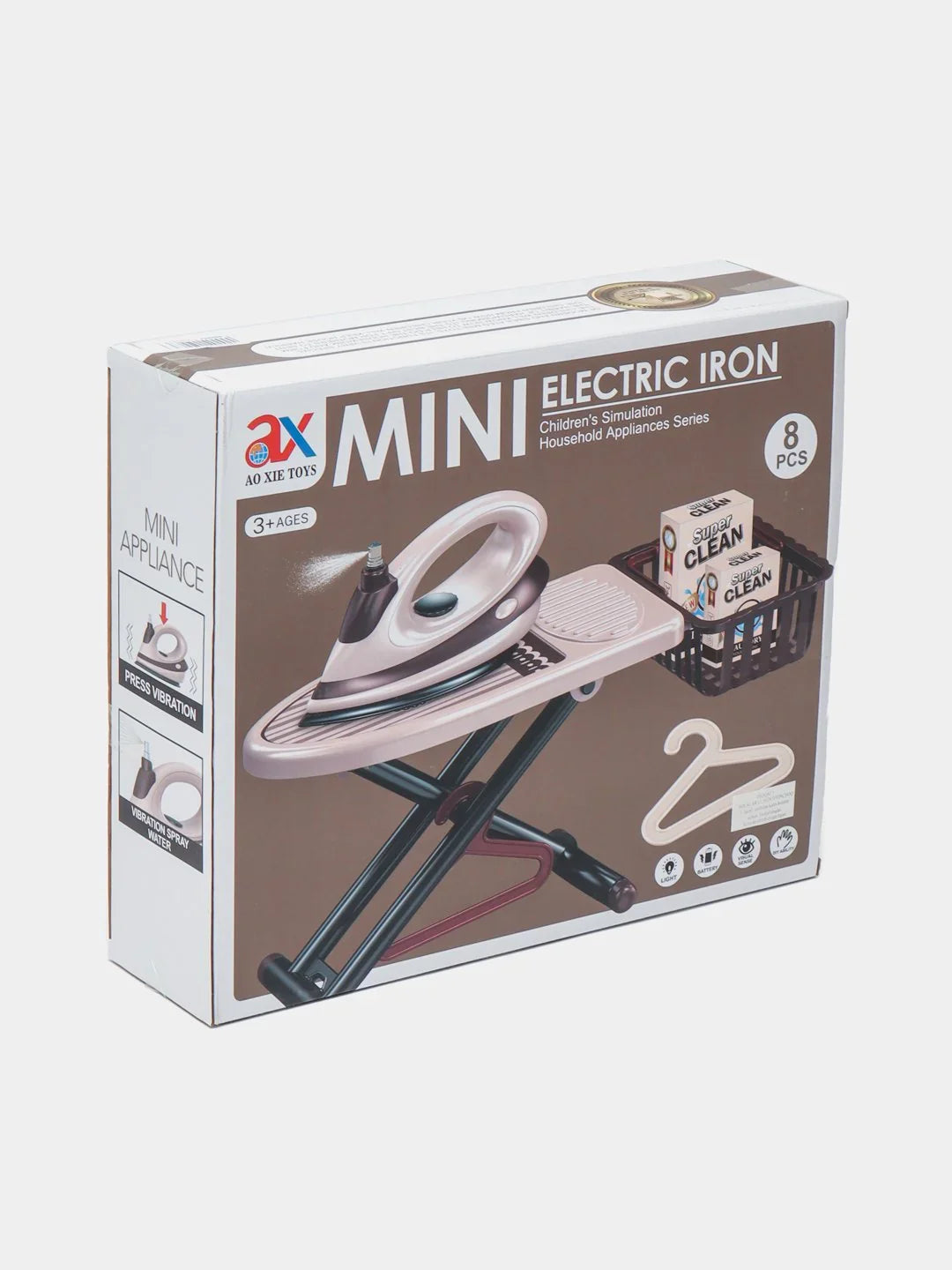 Mini electric iron toy set for kids with ironing board