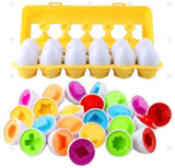 Children's Learning Eggs – 12 Pcs Shape & Color Matching Toy for Toddlers | Montessori Educational Set