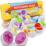 Children's Learning Eggs – 12 Pcs Shape & Color Matching Toy for Toddlers | Montessori Educational Set