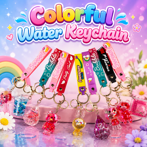 Cute Glitter Cartoon Keychain for Kids – Fun Bag Charm