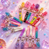 Cute Glitter Cartoon Keychain for Kids – Fun Bag Charm
