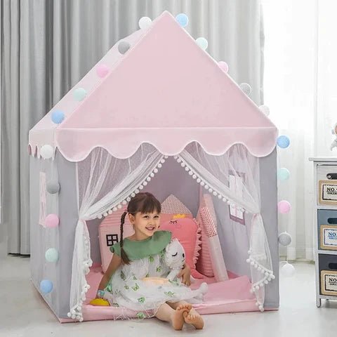 Girls princess tent house side detail – pretend play indoor castle tent