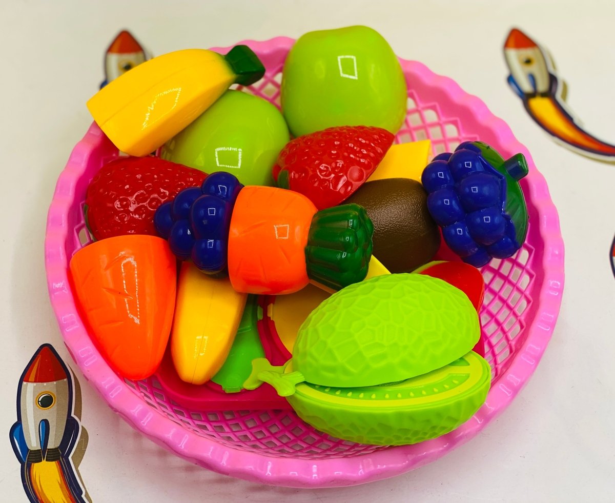 Fruit & Vegetable Basket Set - close-up of pretend vegetables