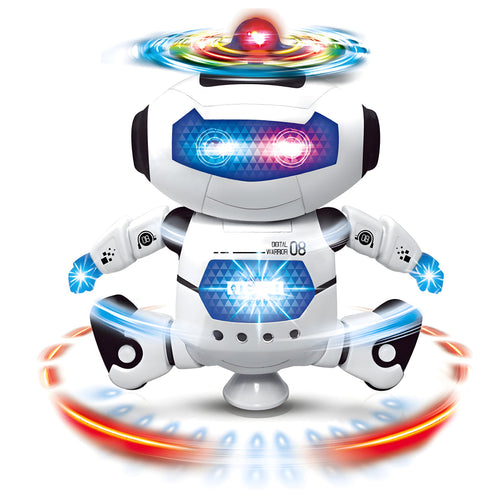 Dancing Robot Toy for Kids with 3D Flashing Lights & 360° Rotation