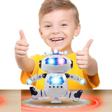 Dancing Robot Toy for Kids with 3D Flashing Lights & 360° Rotation