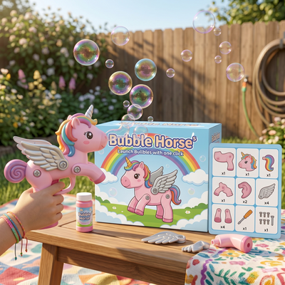 DIY Unicorn Bubble Horse Blaster | Assembly Bubble Machine Toy for Kids