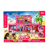 166 Pcs Barbie Doll House DIY Villa – Pretend Play Set with Mini Doll