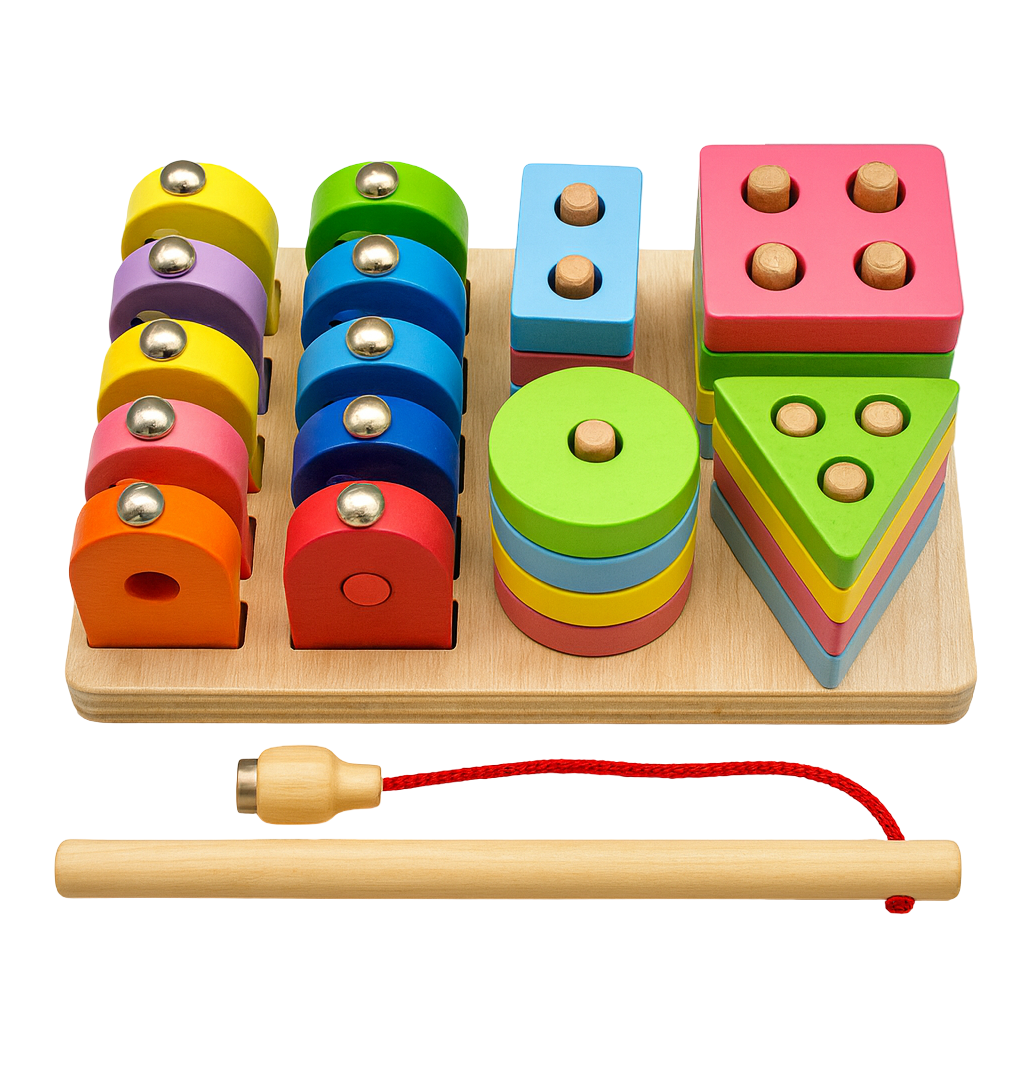Wooden Magnetic Fishing & Shape Sorting Toy for Kids