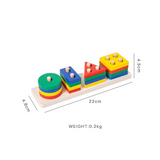 Wooden Geometric Shape Sorting Blocks for Kids