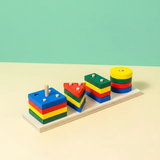 Wooden Geometric Shape Sorting Blocks for Kids