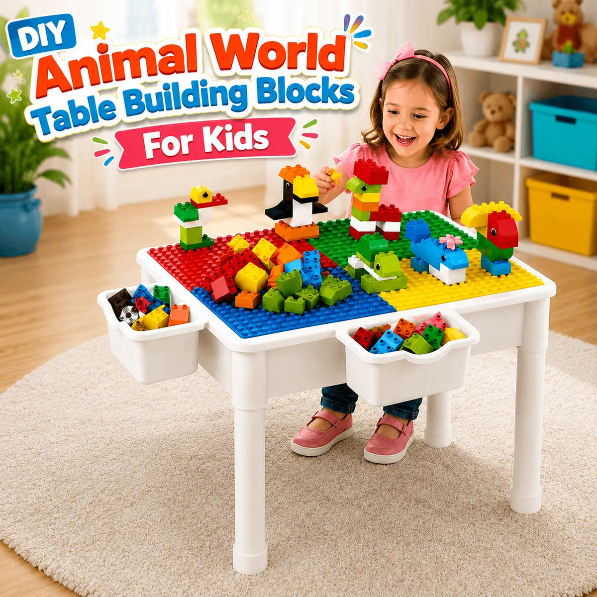 Animal World Table Building Blocks – 102 Pcs