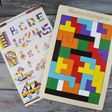 Wooden Intelligence 40 Pcs Russian Puzzle Blocks (Tangram Style)