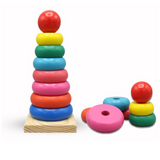 Wooden Stacking Rainbow Tower for Kids – Montessori Ring Stacker
