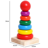 Wooden Stacking Rainbow Tower for Kids – Montessori Ring Stacker