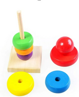 Wooden Stacking Rainbow Tower for Kids – Montessori Ring Stacker