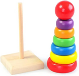 Wooden Stacking Rainbow Tower for Kids – Montessori Ring Stacker