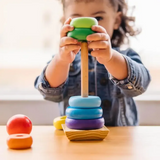 Wooden Stacking Rainbow Tower for Kids – Montessori Ring Stacker