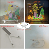LED Acrylic Drawing Board for Kids with Night Light & 7 Neon Pens