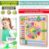 Educational Wooden Calendar Clock – Time, Weather & Seasons Learning Board