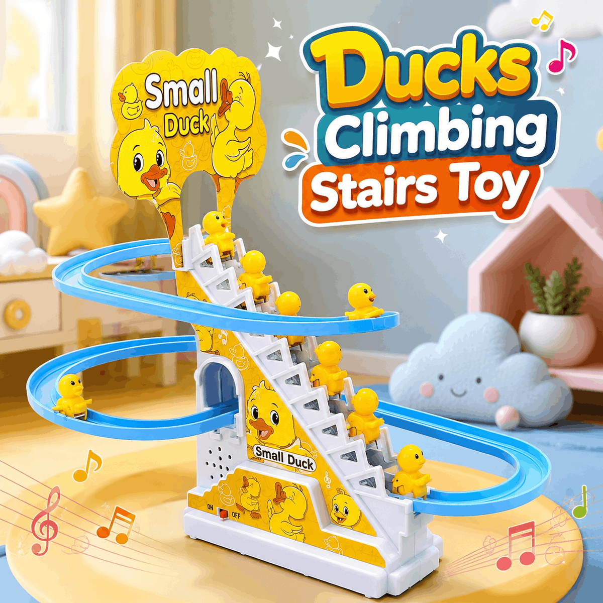 Small Ducks Climbing Stairs Toy for Kids with Lights & Music