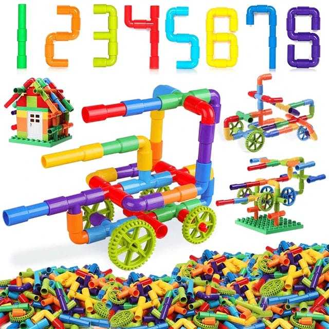 Colorful creative pipe puzzle building blocks for kids 90 pieces Pakistan