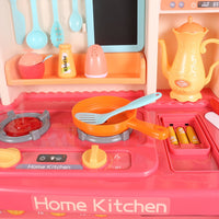 Kitchen playset for toddlers with running water sink and oven