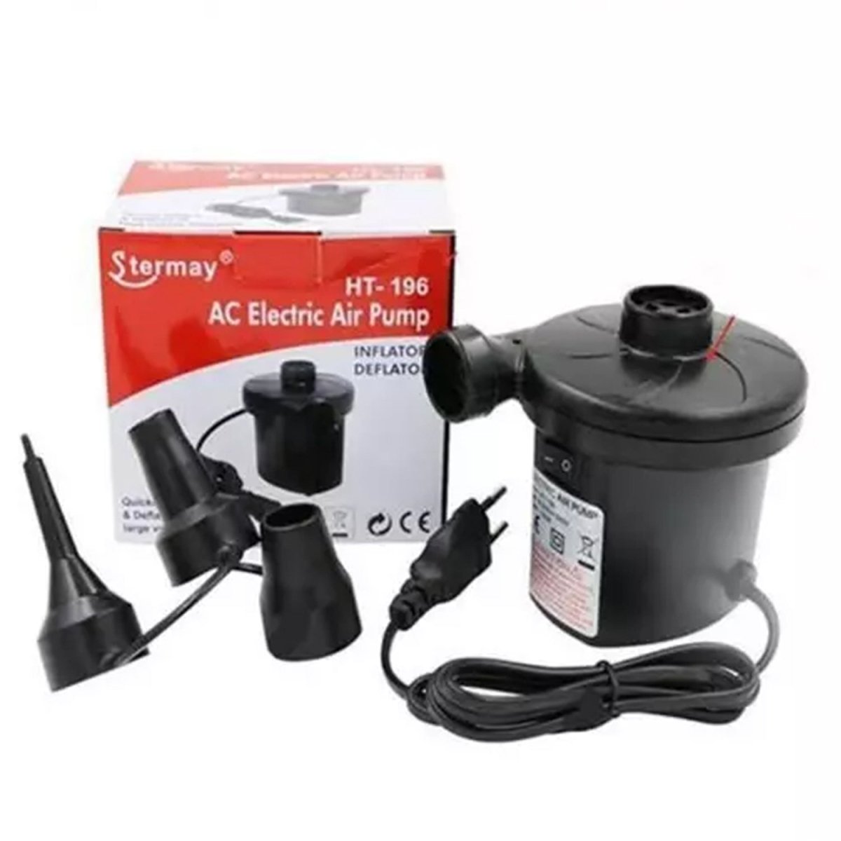 Electric Air Pump for Inflatables – Rapid Inflator/Deflator with 3 Nozzles