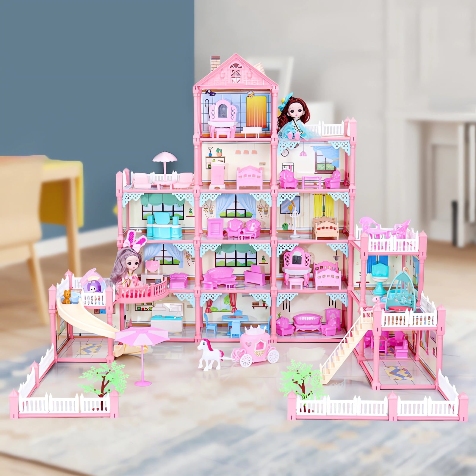 166 pcs doll house accessories set for girls pretend play
